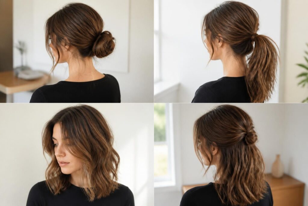 découvrez des coiffures faciles et rapides pour cheveux mi-longs afin d'obtenir un look impeccable au quotidien. astuces et conseils pour sublimer votre style en toute simplicité.