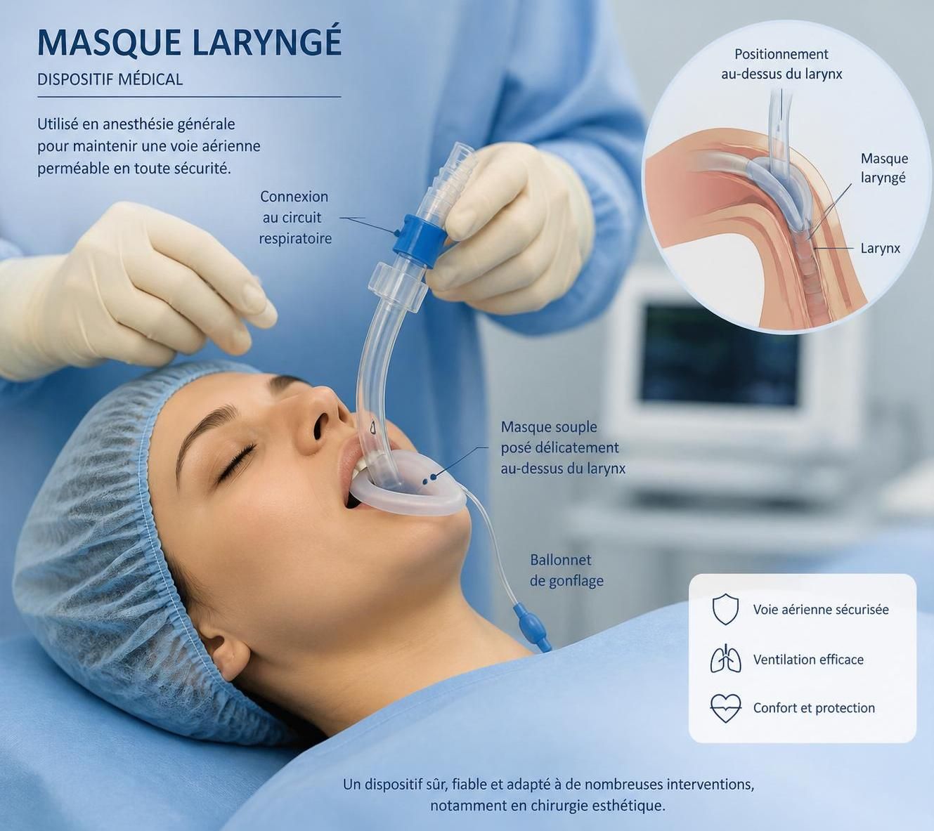 découvrez le rôle essentiel du masque laryngé lors d'une anesthésie en chirurgie esthétique, ses avantages et son utilisation pour assurer la sécurité du patient.
