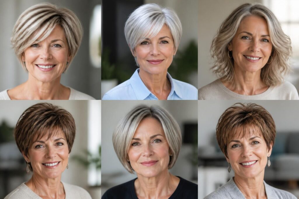 découvrez des coiffures tendance pour femmes de 60 ans : styles courts et mi-longs parfaitement adaptés à la forme de votre visage pour un look élégant et moderne.