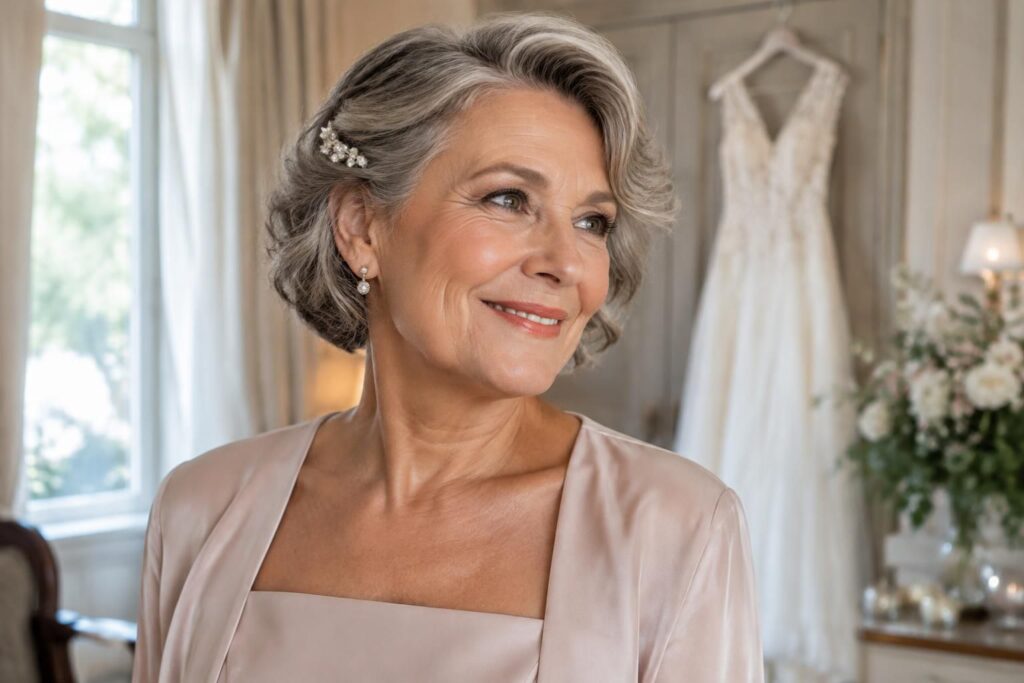 découvrez des idées de coiffure élégantes et faciles à réaliser pour la mère de la mariée aux cheveux courts : ondulations, coiffages raffinés et accessoires.