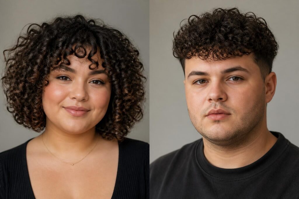 découvrez des idées de coupes pour cheveux bouclés adaptées aux visages ronds, pour femmes et hommes, afin de mettre en valeur chaque forme avec style.