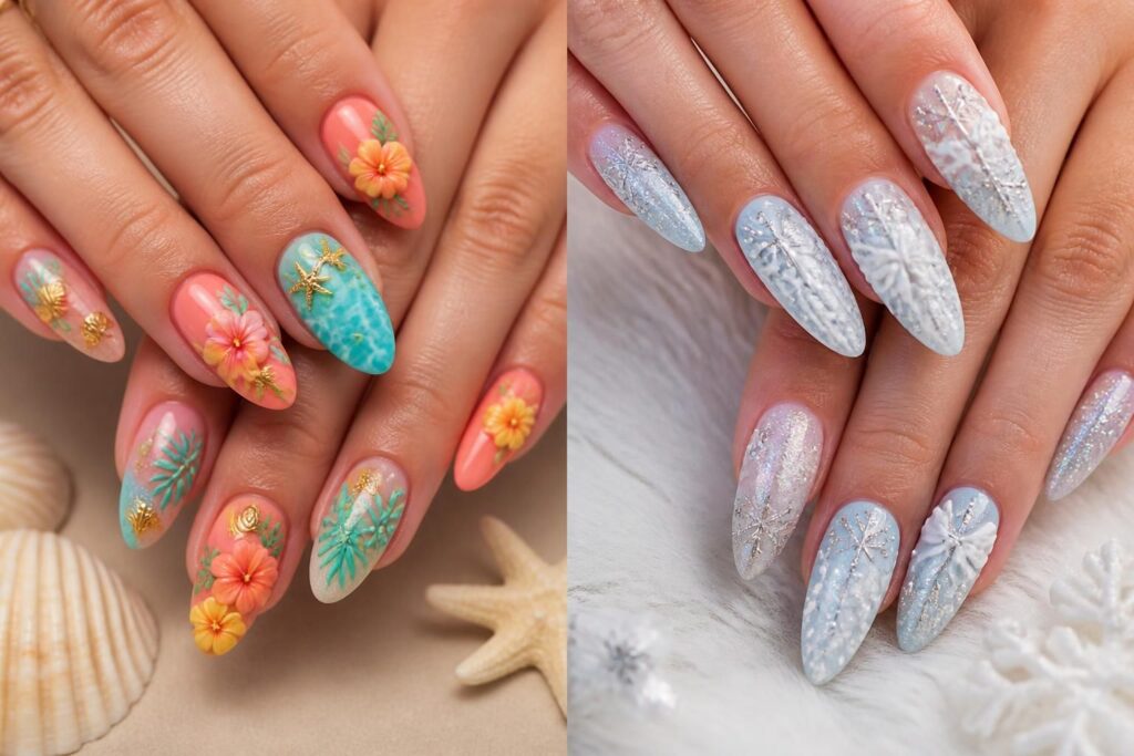 découvrez les tendances 3d pour ongles en gel et trouvez des idées originales pour sublimer vos mains lors des saisons estivale et hivernale.